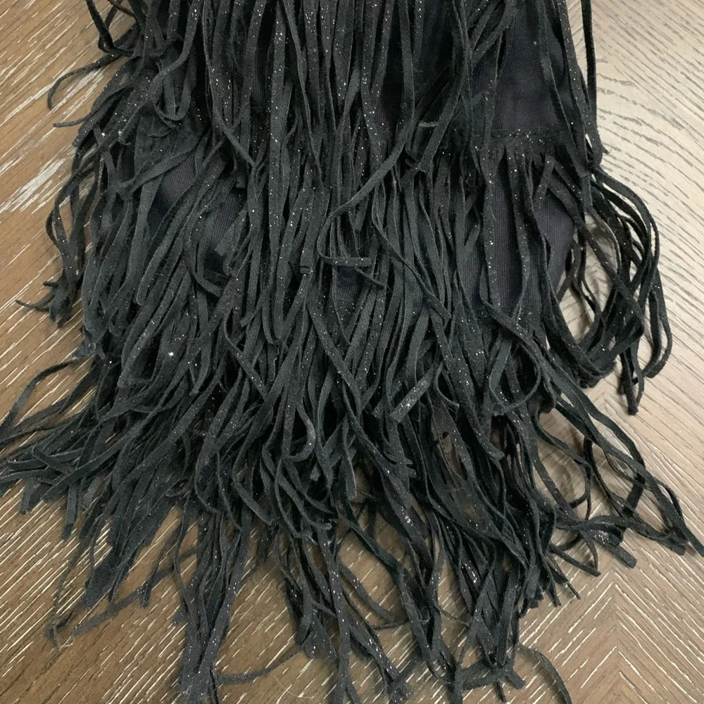 Justice Black with glitter fringe crossbody purse